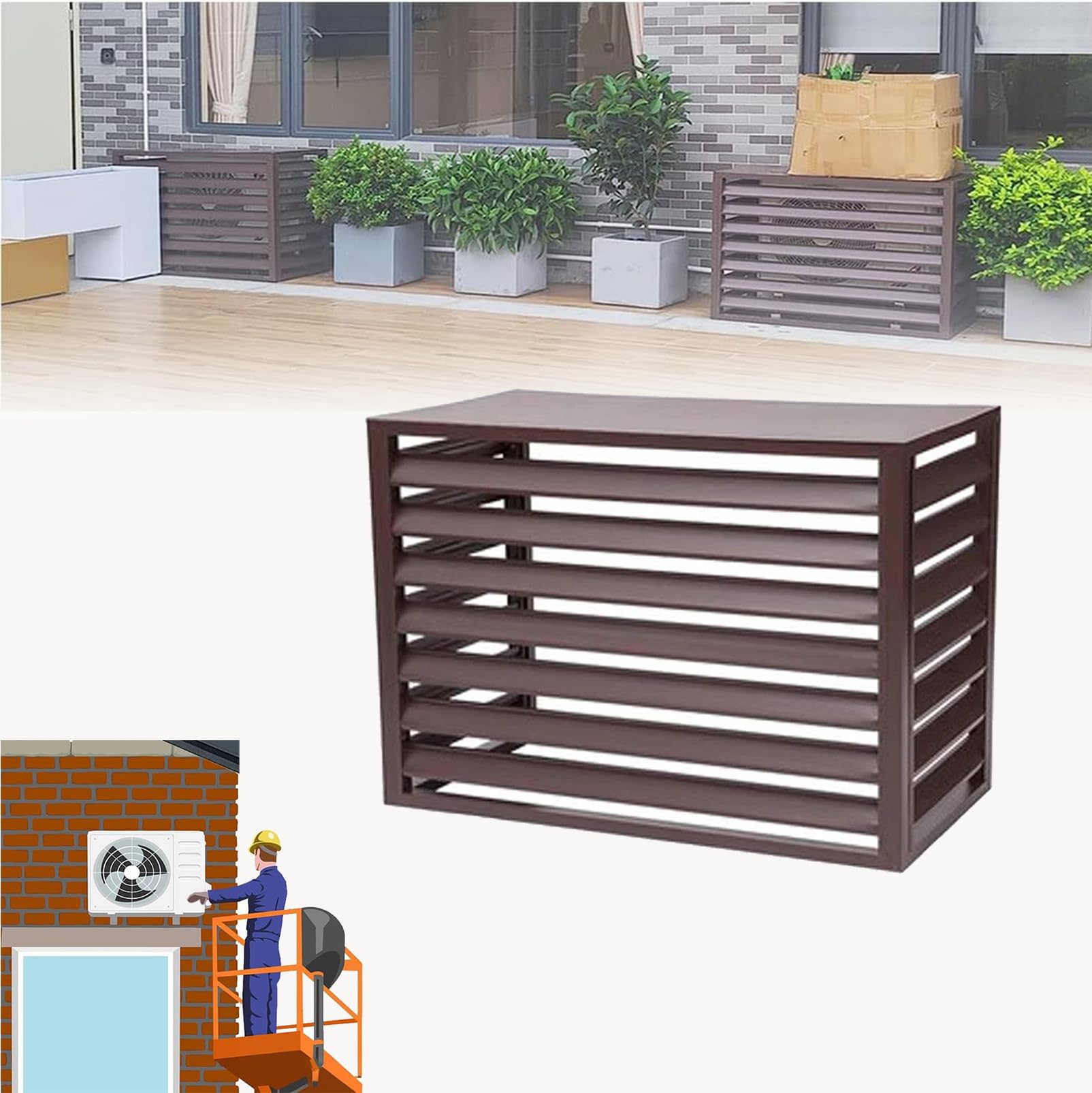 Copertura per pompa di calore 3P Air Source, recinzione in alluminio resistente alle intemperie, design piatto resistente alla ruggine per la protezione del condizionatore d'aria, scudo durevole ed