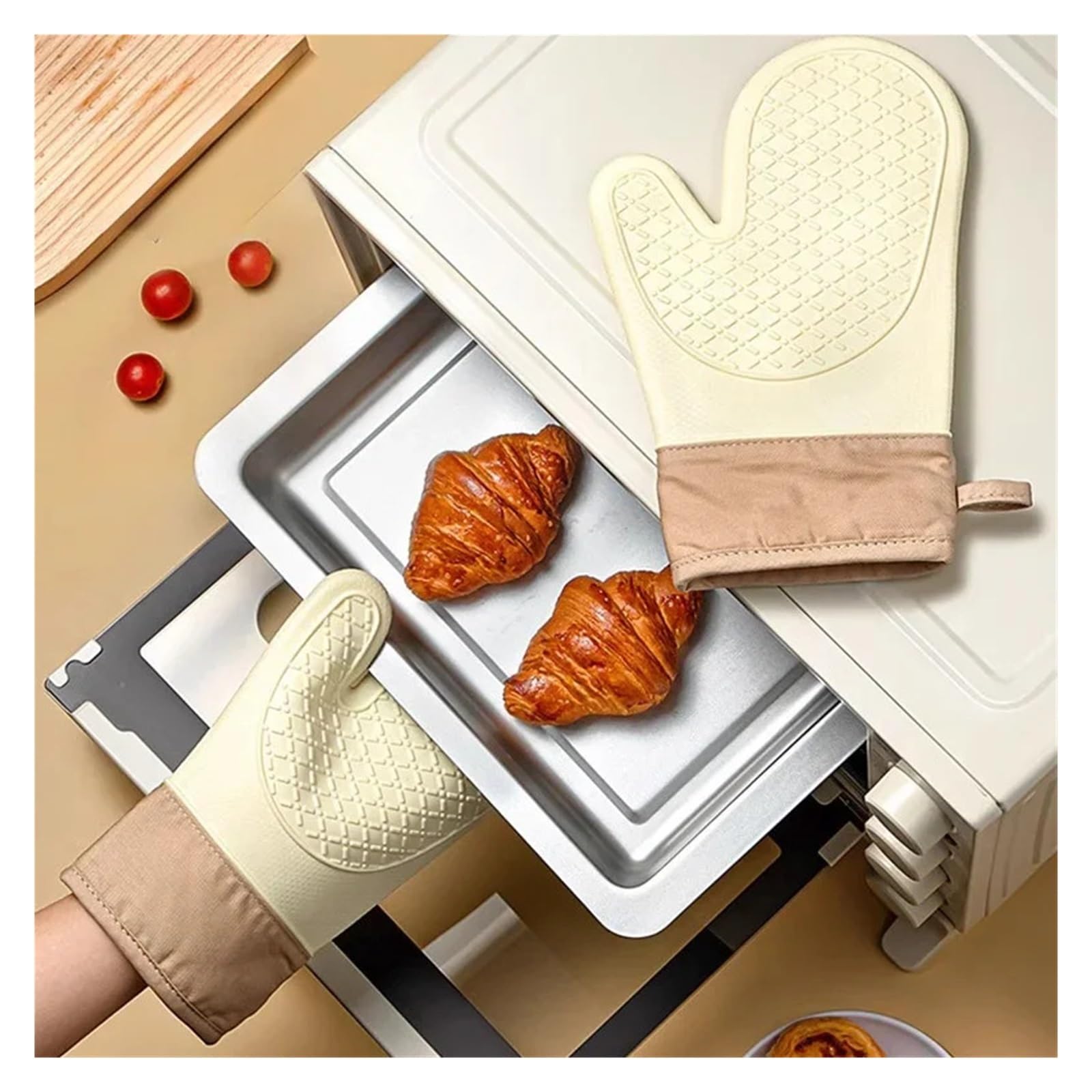 Genérico Guantes de Horno de Silicona, Manoplas de Cocina Doble Capa