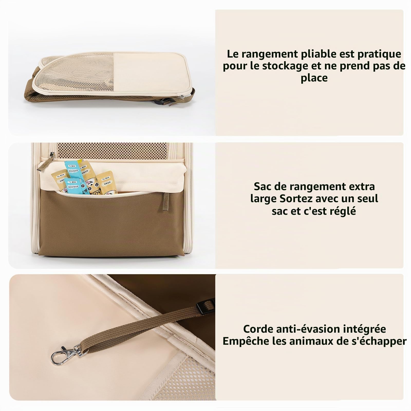 Sac à dos pliable pour chat - Boîte de transport pour chat et chat - Sac à dos portable avec fenêtre en maille - Aéré - Léger - Facile à transporter - Capacité de 15 kg