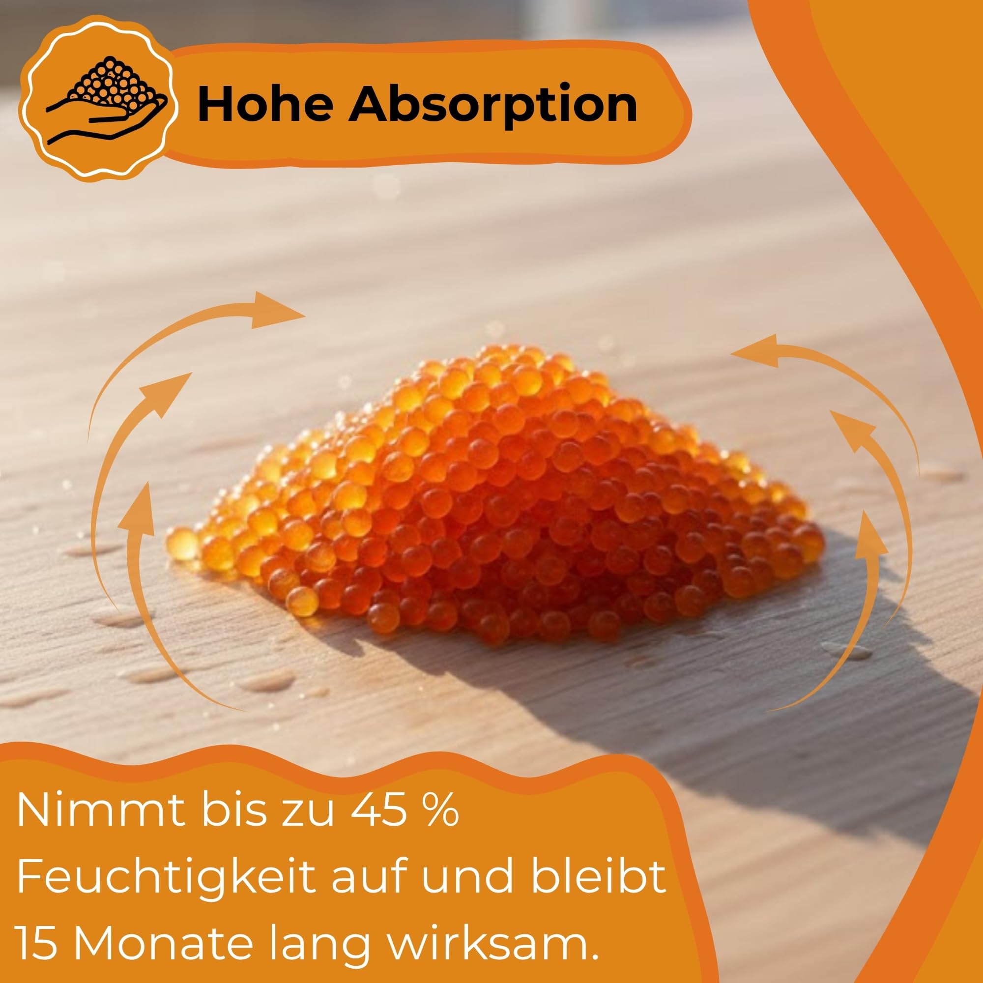 Silicagel Orange 3-5 mm – 10x 1 kg Silicagelkugeln zum Schutz von Büchern, Reisetaschen, Kosmetik, 3D Filamente Feuchtigkeitsabsorber für Elektronik, Aufbewahrung & Schmuck