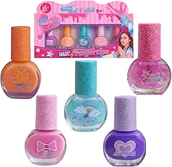 Kit Esmalte Infantil à Base de Água 5 Unidades – Removível com Água, Diversão Segura para Crianças a partir de 5 Anos (Kit 5)
