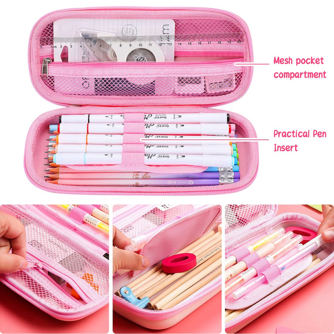MCWTH Pencil Case for Kids Girls 3D Unicorn Large Capacity Waterproof Pencil Box with Compartments Cute Pen Pouch for Kindergarten and School (Pink) - Image 4