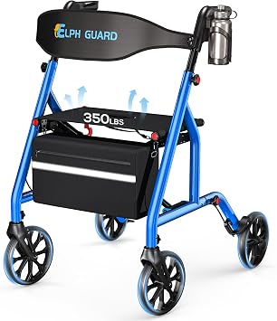 Foldable Rollator Walkers for Seniors with Seat, 8 TPR Wheels