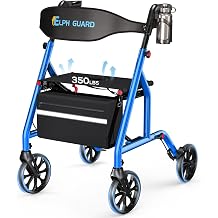 Foldable Rollator Walkers for Seniors with Seat, 8" TPR Wheels