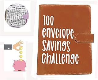 100 Envelope Challenge Binder, Easy and Fun Way to Save $5050, Savings Challenges Binder, Budget Binder with Cash Envelopes, Budget Planner Book for Budgeting, Savings Money Challenges Sheets (Brown)