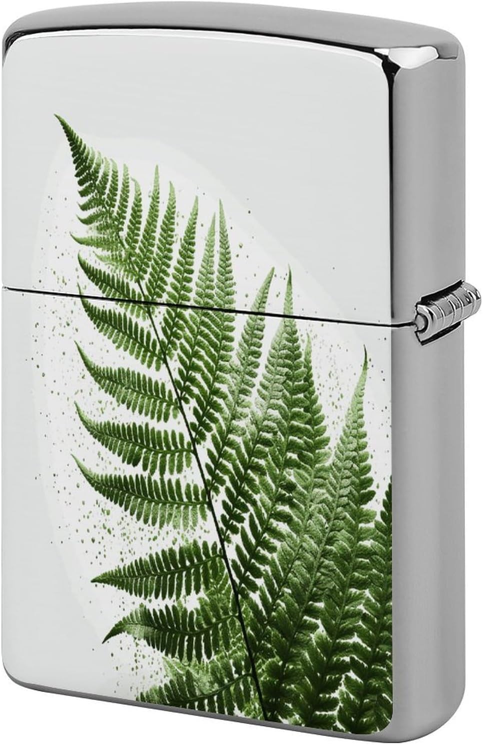 Single Green Fern Leaf Metal Lighter Case Cover Lighter Sleeve