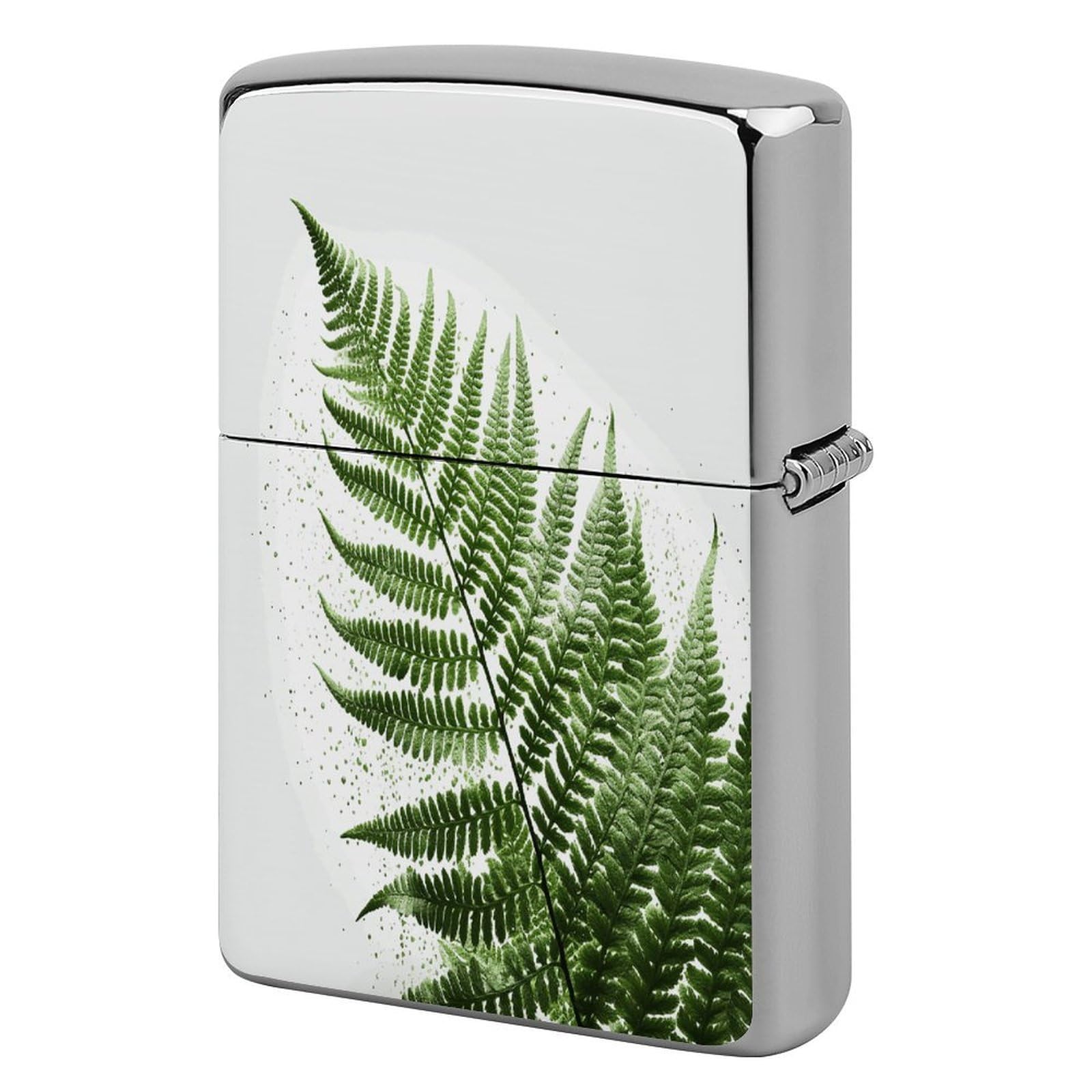 Btcowzrv Style Single Green Fern Leaf Metal Lighter Case Sleeve Cover Holder