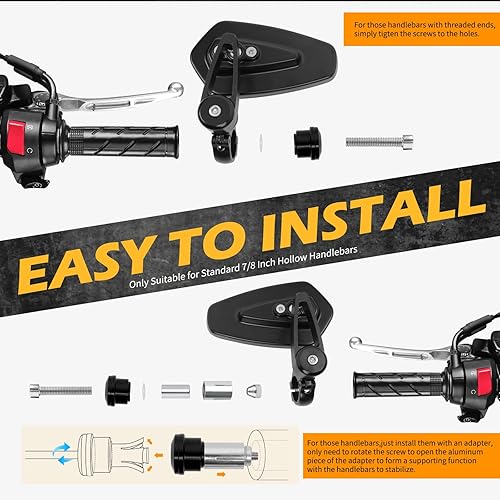 Miniatura 3 de Espejos retrovisores negros de aluminio CNC para Honda GROM MSX125 CB500F Kawasaki Z125 pro Z650 Z750 Z800 Z900 ER6N ER6F Yamaha MT-03 MT-07 FZ-07