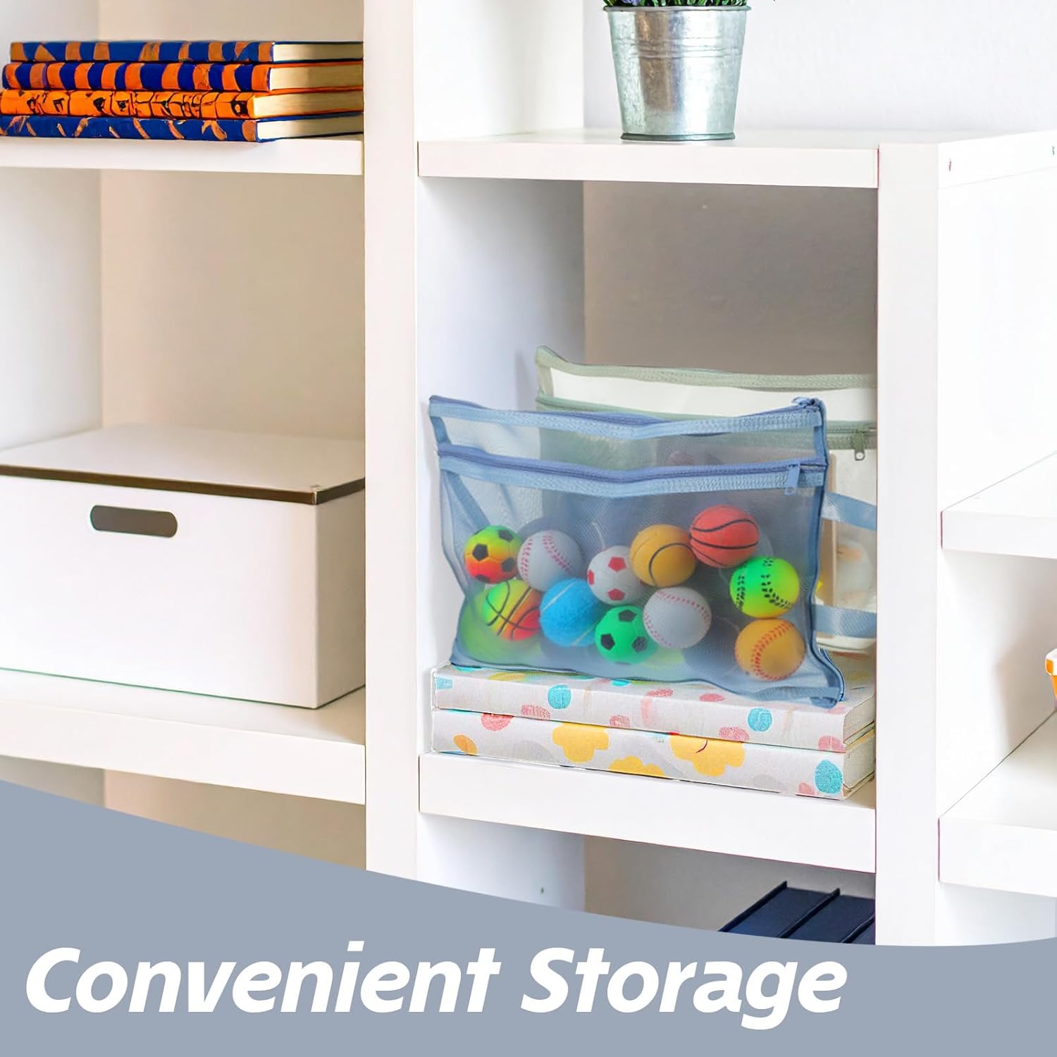 10 Pack Mesh Bags with Zipper, Double-Layer Nylon Toy Storage Bags, Lego Storage Organizer, Multicolor Mesh Zipper Pouch Toy Organization(A4 Size) - Image 6