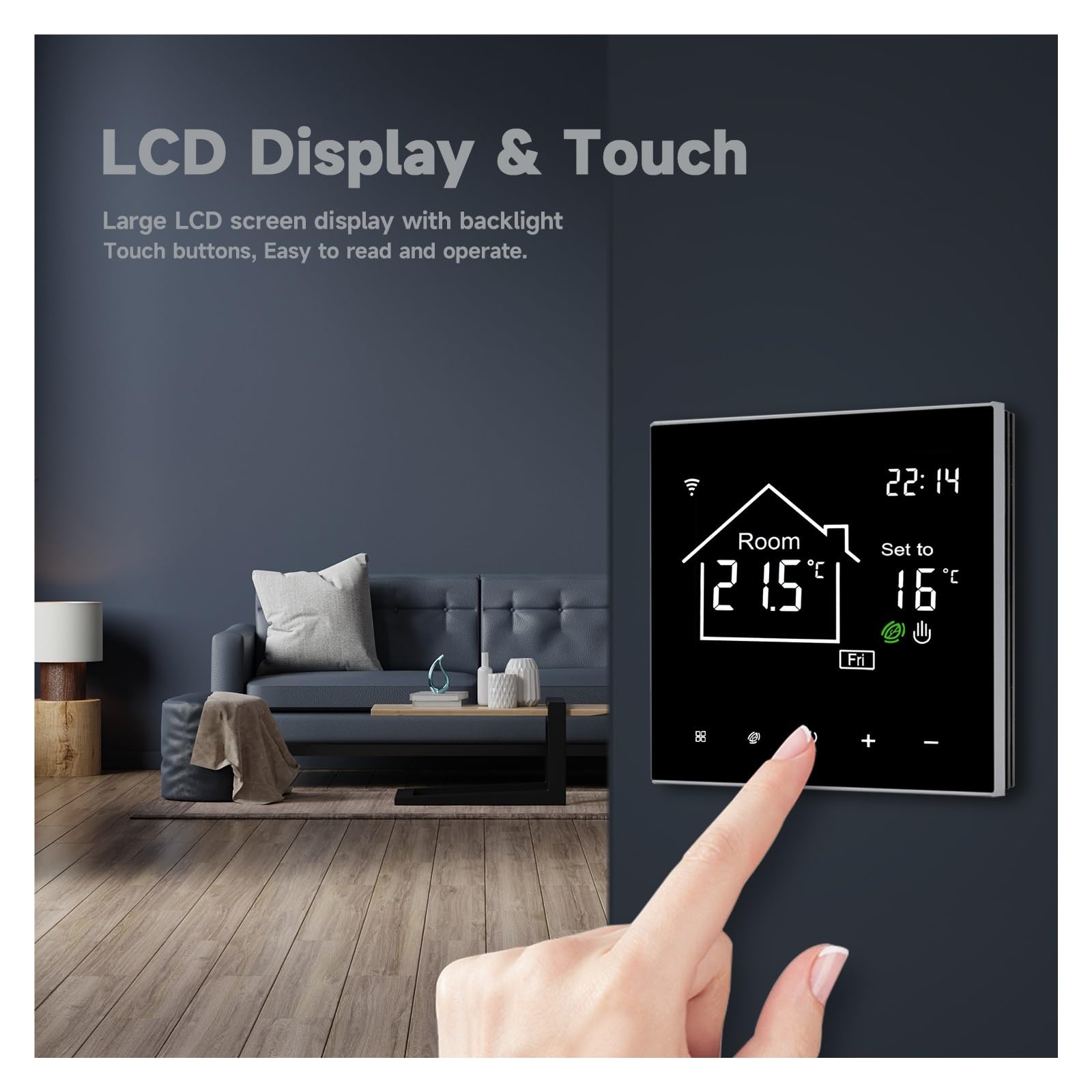 Termostat cyfrowy, Inteligentny termostat Tuya, ekran dotykowy wyświetlacza LCD do elektrycznego ogrzewania podłogowego pilot wody/kocioł gazowy(NO WiFi 16A Heating)