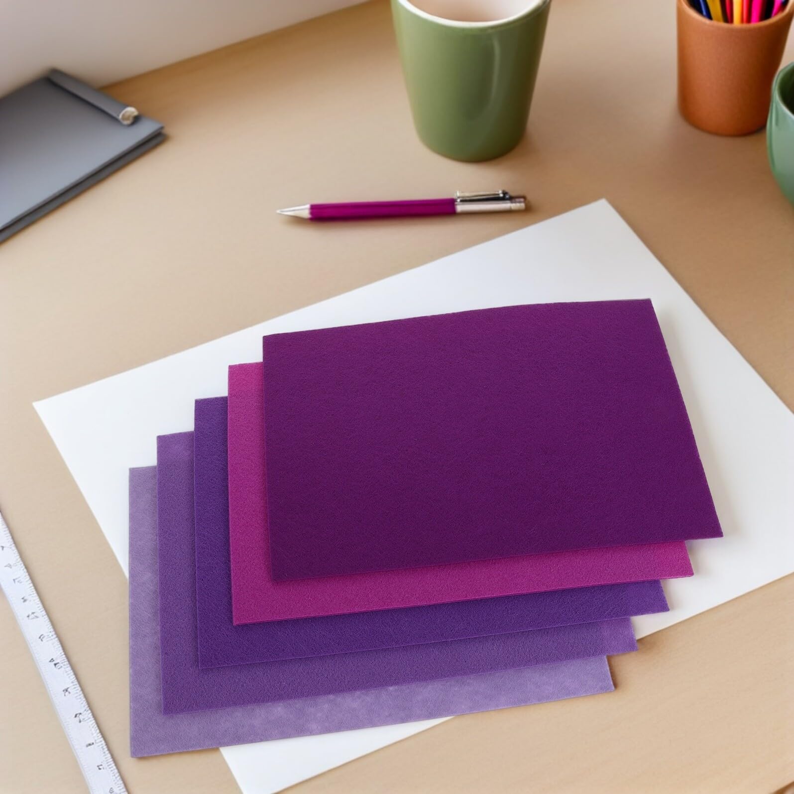Cabilock 30stücke Violetter Filzplatten Vliesquadrate zum Basteln und Nähen Vorgeschnittene Filzstoffquadrate für Patchwork-projekte