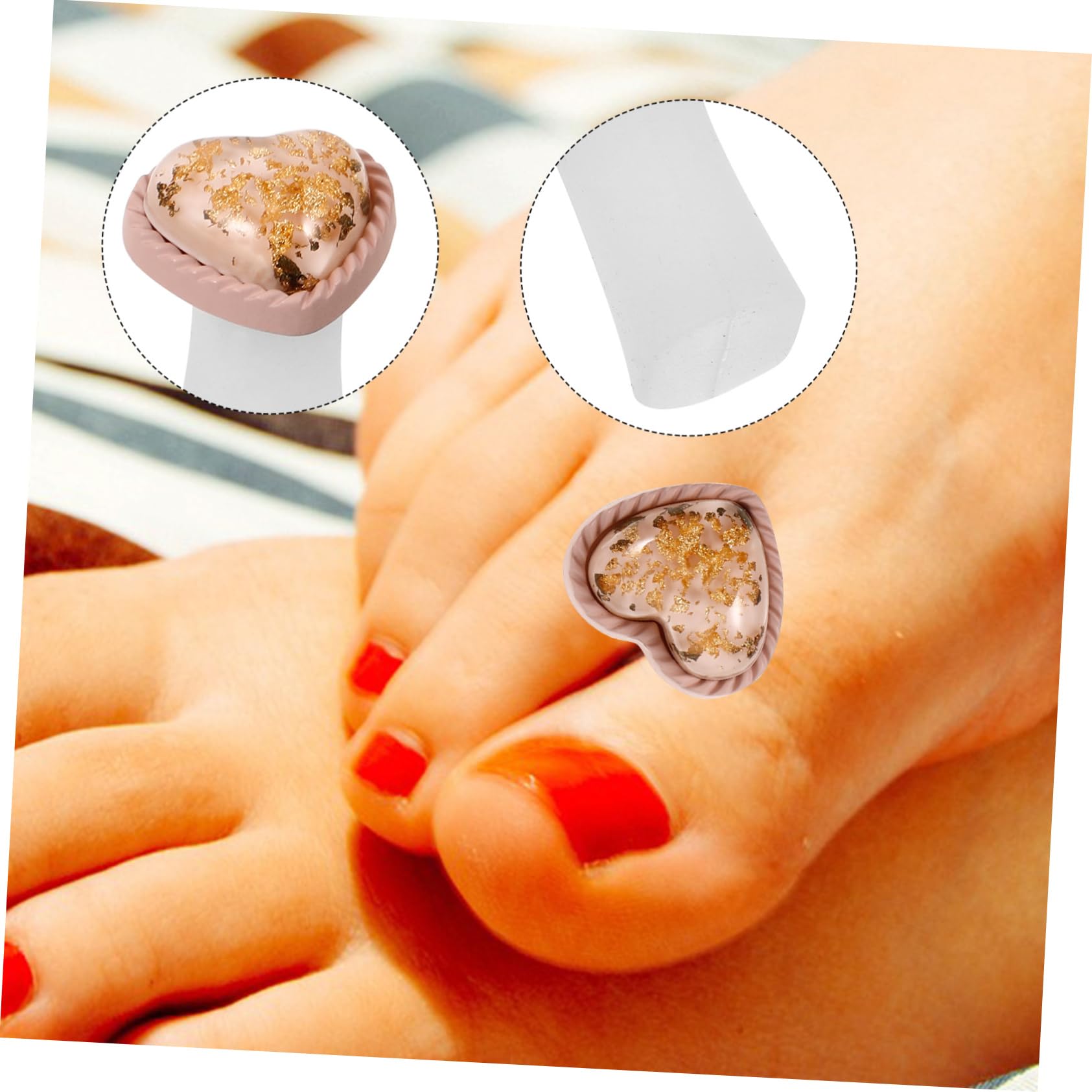 FOMIYES Cute Heart Toe Separators for Pedicure 8pcs Resin Nail Supplies Toe Separator for Women Comfortable and Toe Spacers for Nail Art
