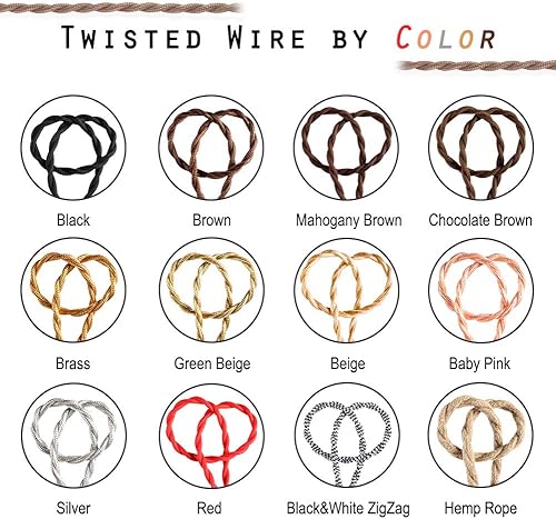 Vista 4 de Lámpara cubierta de tela de 25 pies, cable eléctrico industrial vintage 182, calibre 18, estilo antiguo para lámpara retro, proyectos de bricolaje