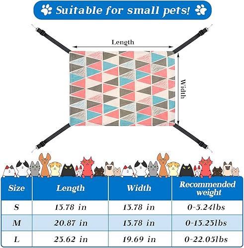 Miniatura 4 de Hamaca reversible para gatos, 2 piezas, suave, transpirable, con correas ajustables y ganchos de metal, cama colgante de doble cara para gatos,
