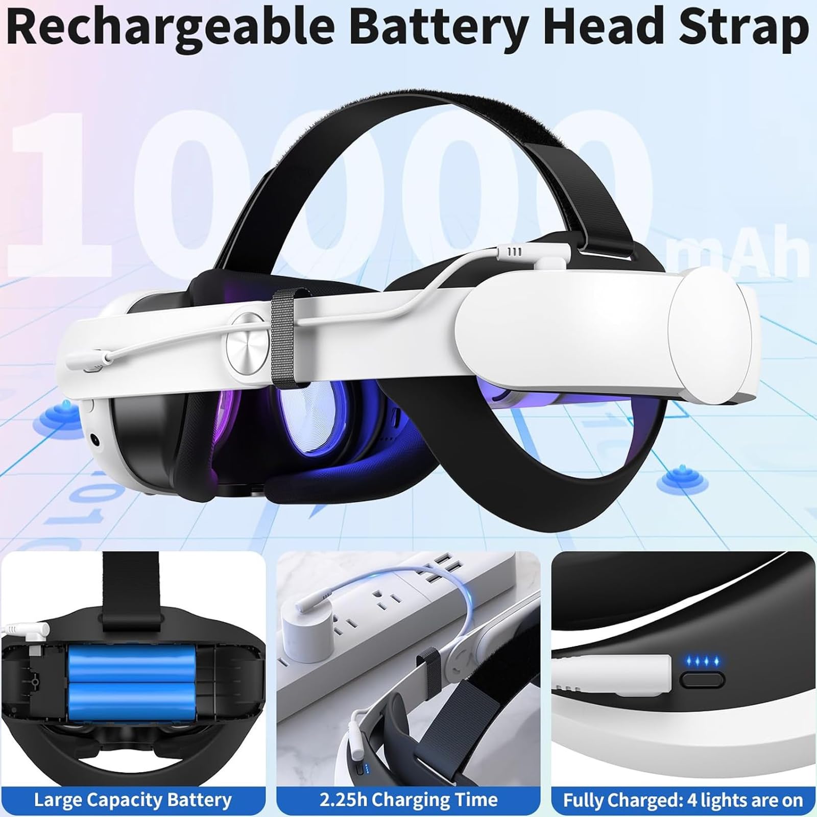 Capacità 10000mAh Ricarica rapida Cuffie per gestione termica Backup di potenza Design ergonomico Accessori indossabili Cuffie per realtà virtuale Pacchetto batteria