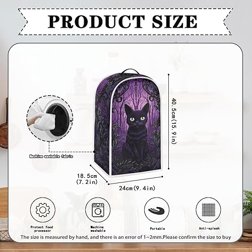 Miniatura 6 de DISNIMO Cubiertas para licuadora de cocina de gato de Halloween, cubierta de polvo para batidora o cafetera, cubierta antihuellas dactilares, a