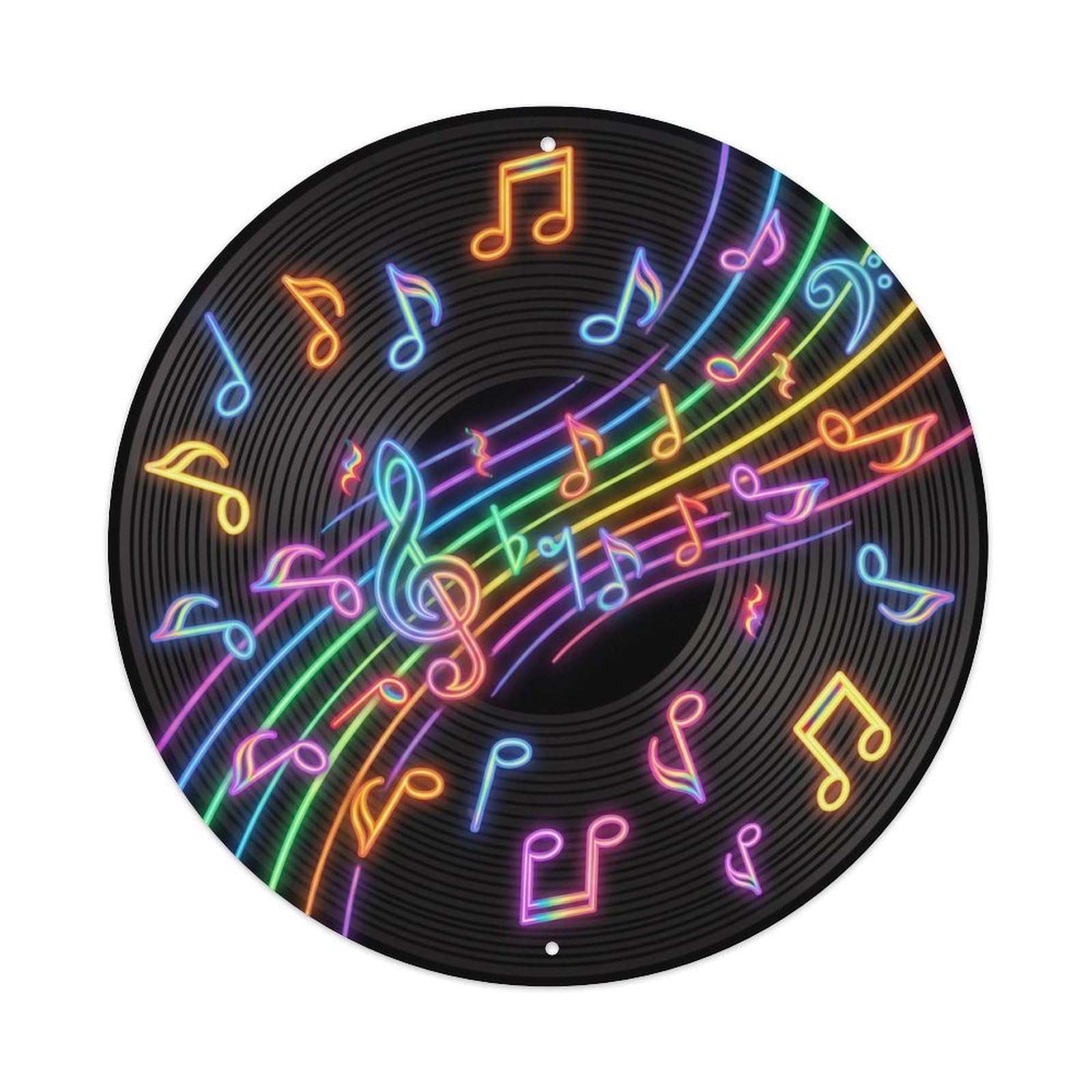 Colorful Music Vinyl Records Slide Rainbow Path Metal Tin Sign