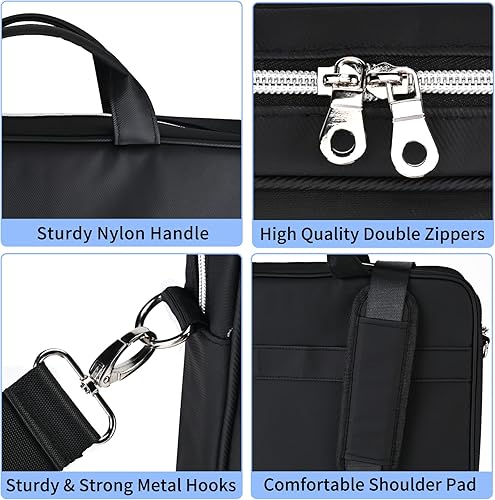 Miniatura 5 de Bolsa para laptop de 15.6 pulgadas para hombres y mujeres, resistente al agua, maletín delgado para laptop con correa para el hombro, funda duradera