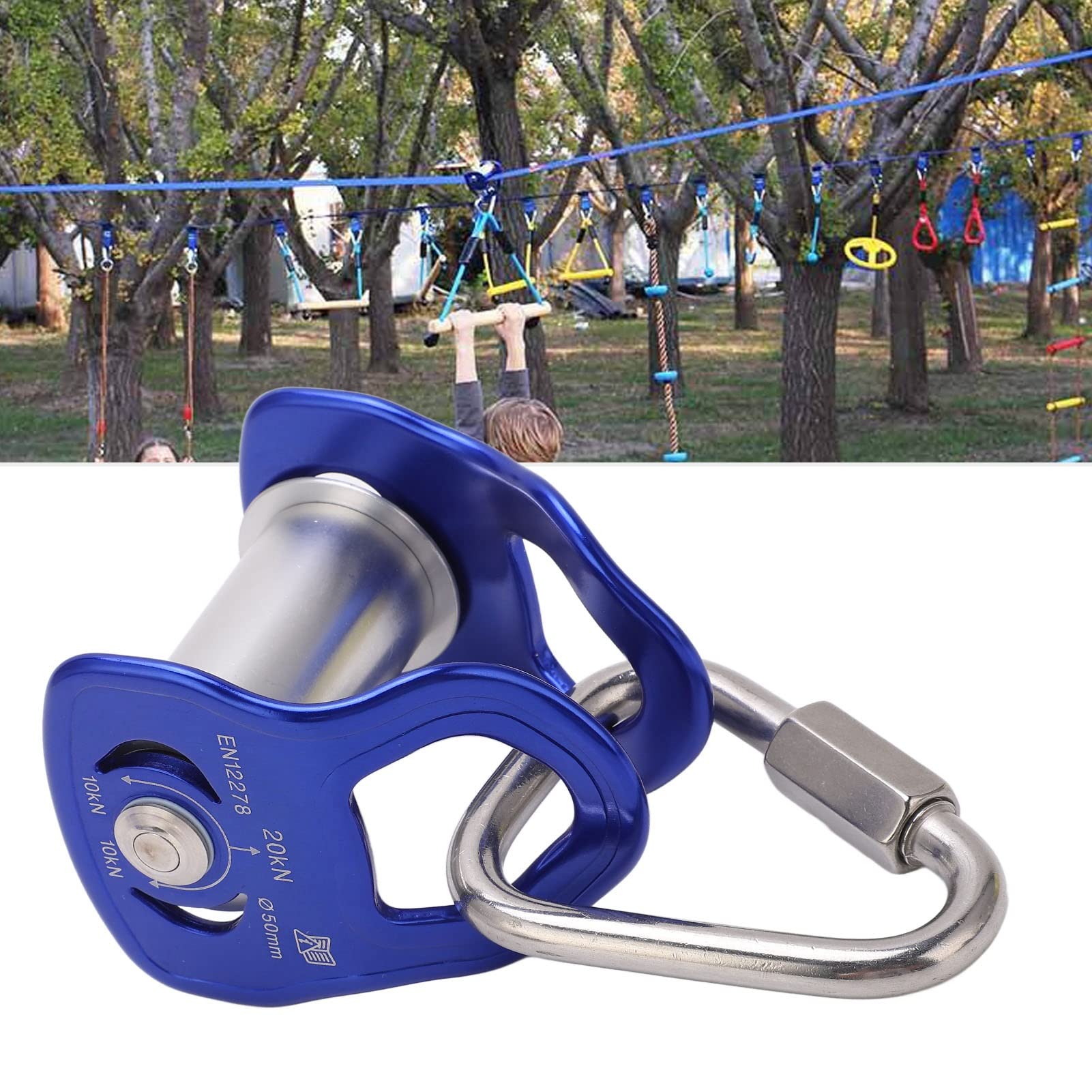 RiToEasysports Poulie Slackline en Alliage D'aluminium pour Enfants et Adultes, Tyrolienne de Poulie de Sport en Plein Air, Glisse Facilement, Utilisation Polyvalente