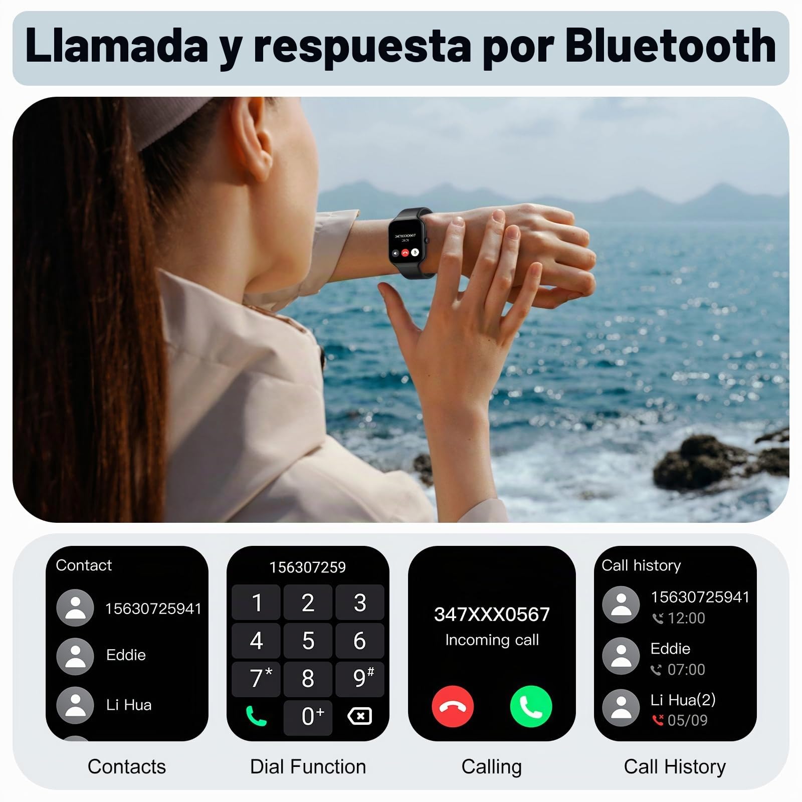 Reloj Inteligente Hombre Mujer, 1,96" Smartwatch Llamadas Bluetooth, Podómetro/Pulsómetro/Monitor de Sueño/SpO2, Impermeable IP68, Reloj Deportivo 112+ Modos Deportivos, Smart Watch para Android iOS