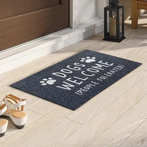 Miniatura 2 de AAZZKANG Tapete de puerta para perros con parte trasera de goma antideslizante, divertido tapete de pata fácil de limpiar para interiores y