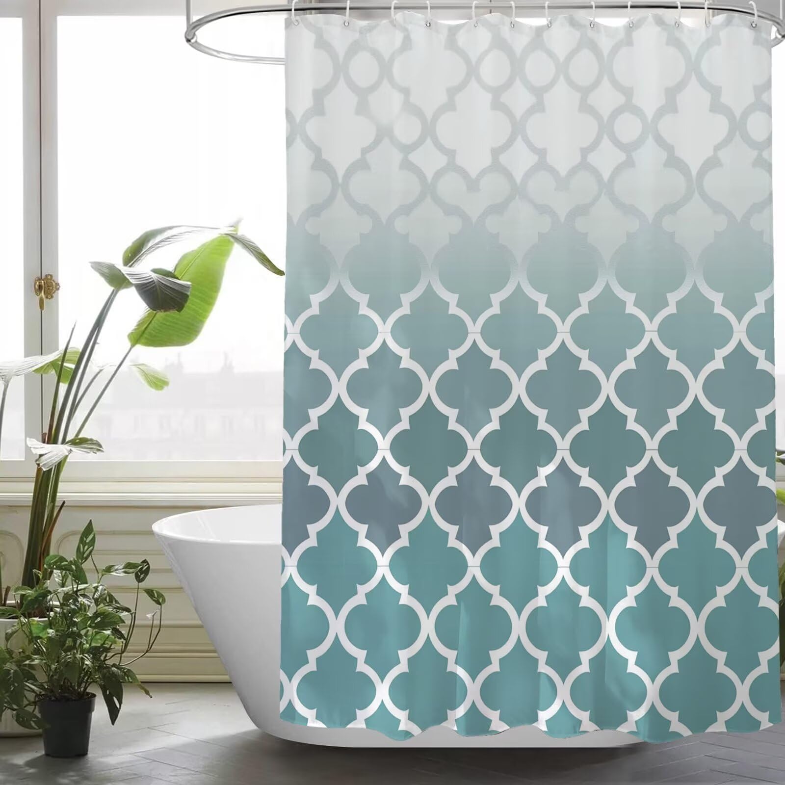 Rideau de douche 140x200 lavable bleu imperméable avec ourlet lesté