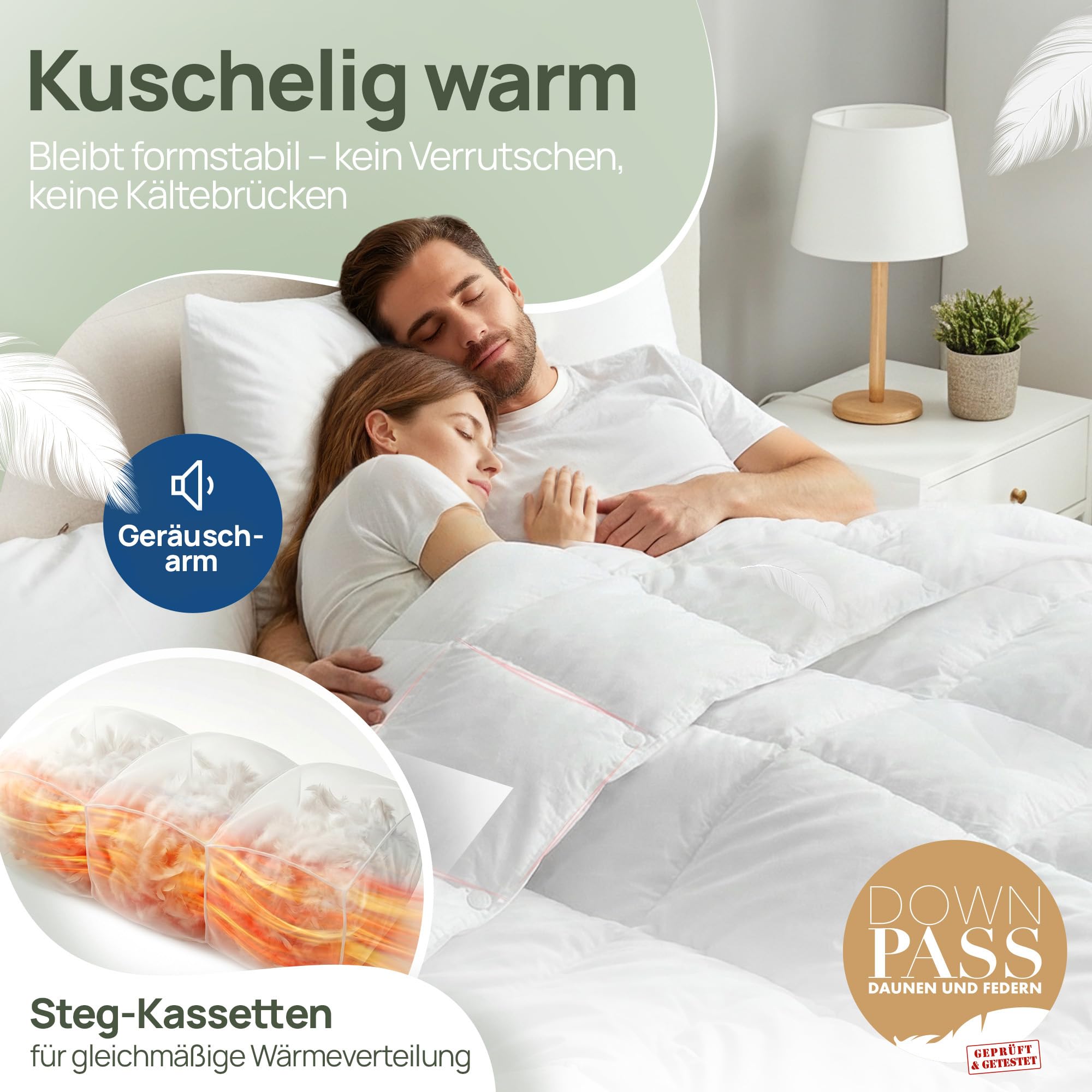 LILENO HOME Premium Winter Feder- und Daunendecke 135x200 - Flüsterleise, Wolkenweiche & Dicke Feder Daunendecke extra warm - Made in Germany, Oeko-Tex & 60°C Waschbar