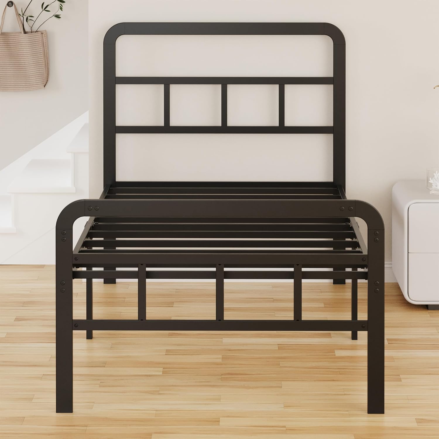 EMODA 16 Inch Twin XL Bed Frames with Headboard and Footboard, Heavy Duty XL Twin Metal Platform Bed Frame, No Box Spring Needed, Easy Assembly - Image 7