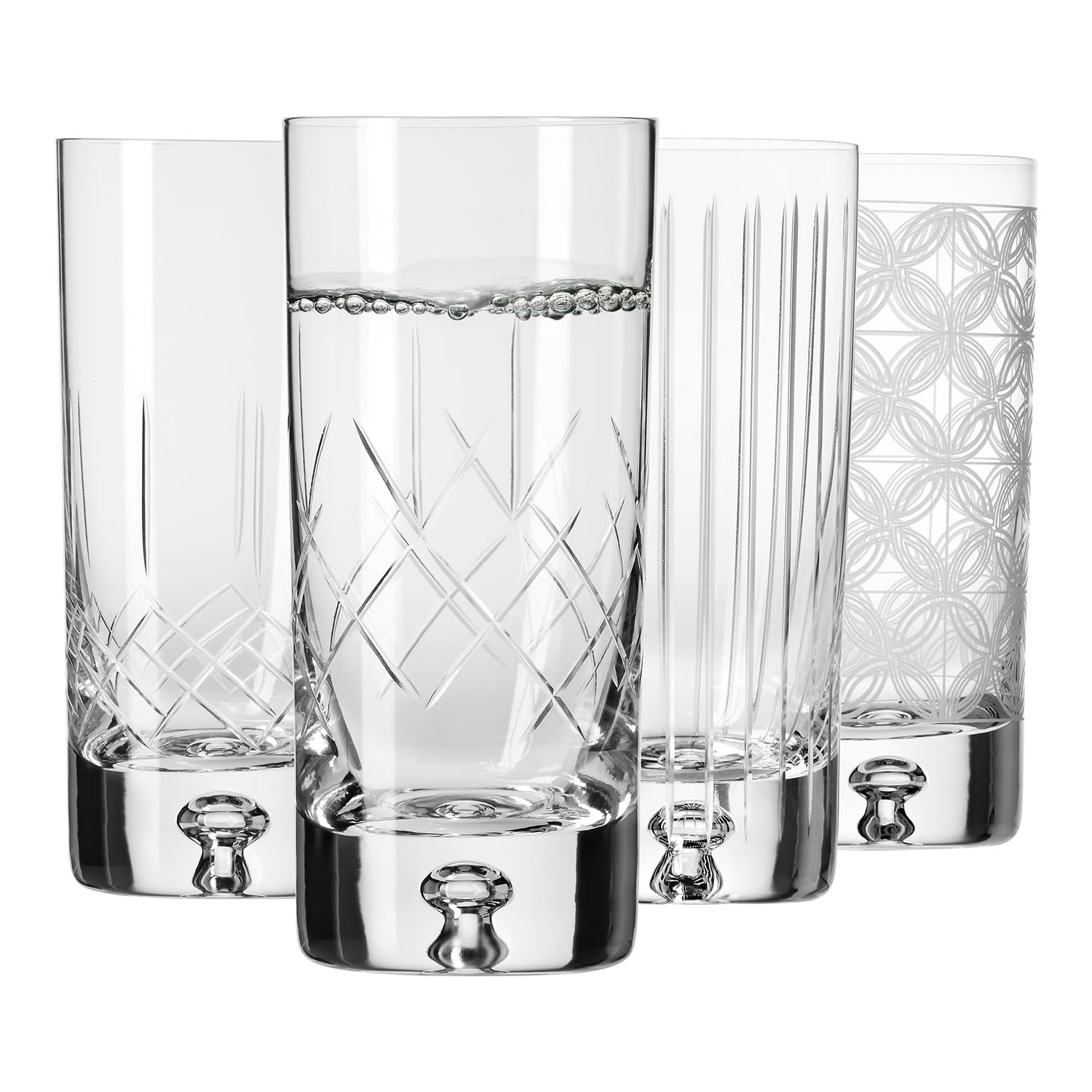 Krosno – Bicchieri per acqua, succhi e drink 300 ml – set da 4 pezzi – Collezione Saga – Vetro di cristallo – Realizzati a mano e incisi – Ideali come regalo