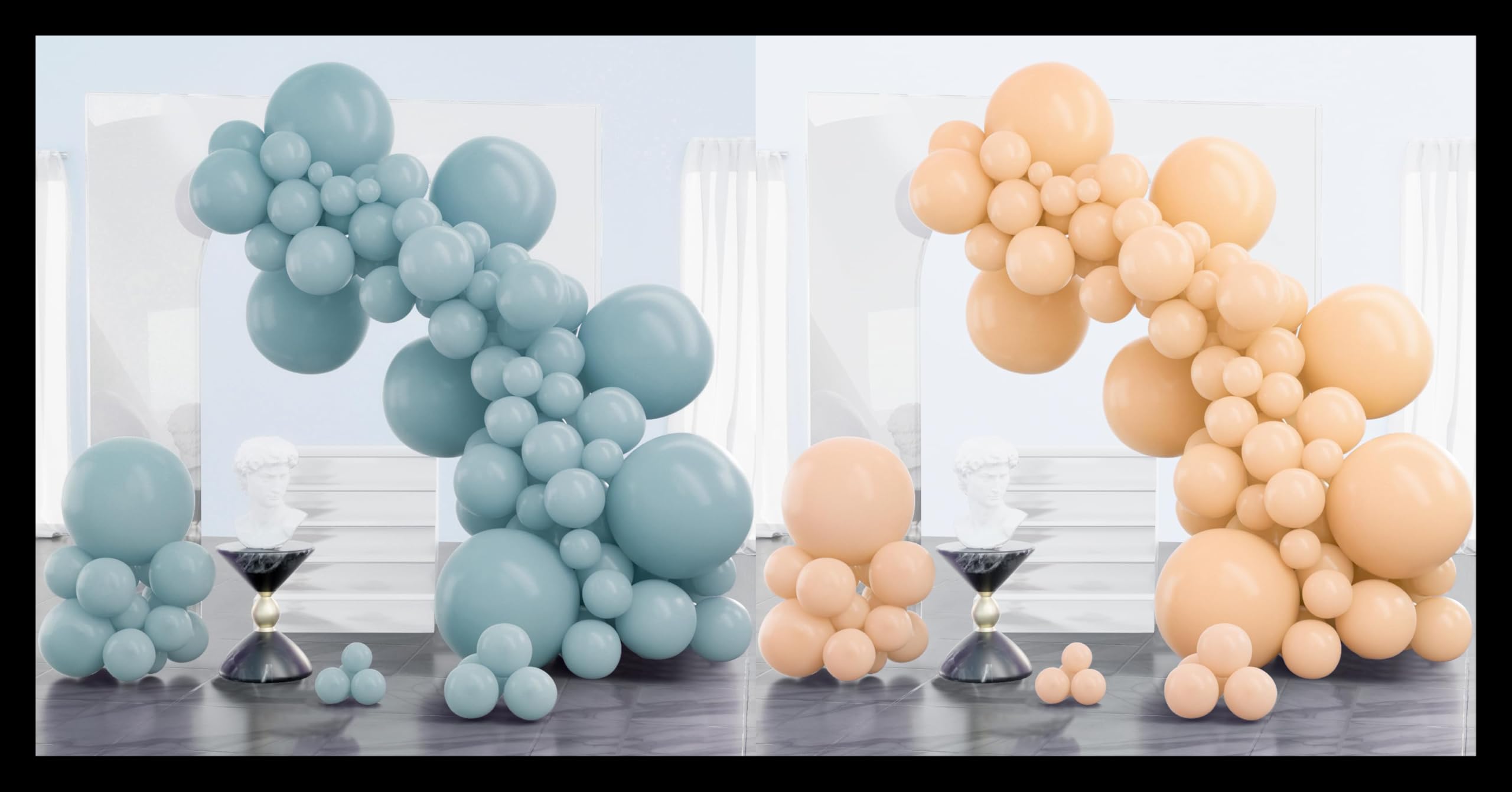 PartyWoo Pale Aqua Balloons 100 pcs and PartyWoo Nude Balloons 100 pcs