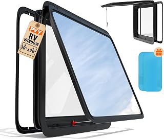 PYY RV Window DOT certified Camper Window Replacement 30" W X 20" H For 2" Wall Thickness Emergency Exit Window with Screen & Trim Ring Horizontal for Camper Vans Trailers Motorhomes