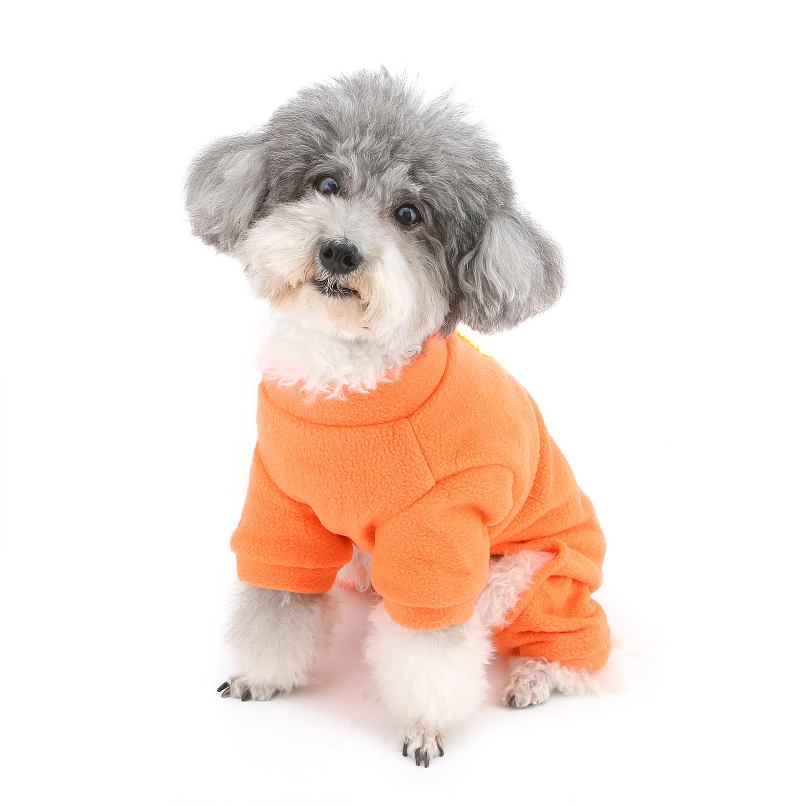 Pijamas de forro polar para perros pequeños, mono de cachorro con anillo en D y letra impresa, suave jersey de cuatro patas, ropa acogedora de invierno y otoño, ropa de dormir para mascotas, ropa para