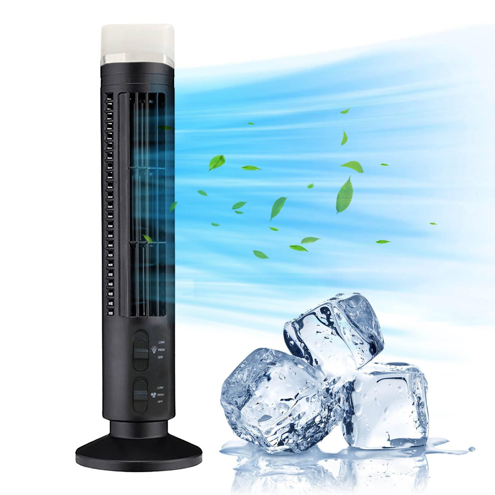 Portable Bladeless Tower Fan, Silent Standing Fans, 2 Adjustable Speeds, USB Charge, Small Personals Ultra- Quiet Cooling Air Conditioner Suitable for Bedroom Home Office Room (B-Black) โ image 1