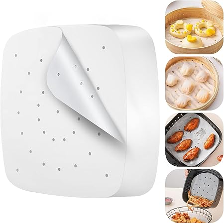 100 Papier Sulfurisé Air Fryer,Perforé Papier Cuisson Air Fryer,Jetable Antiadhésive Sans Huile Papier Parchemin Accessoires Pour Friteuse Cuiseur A Vapeur Four Air Fryer 91940676