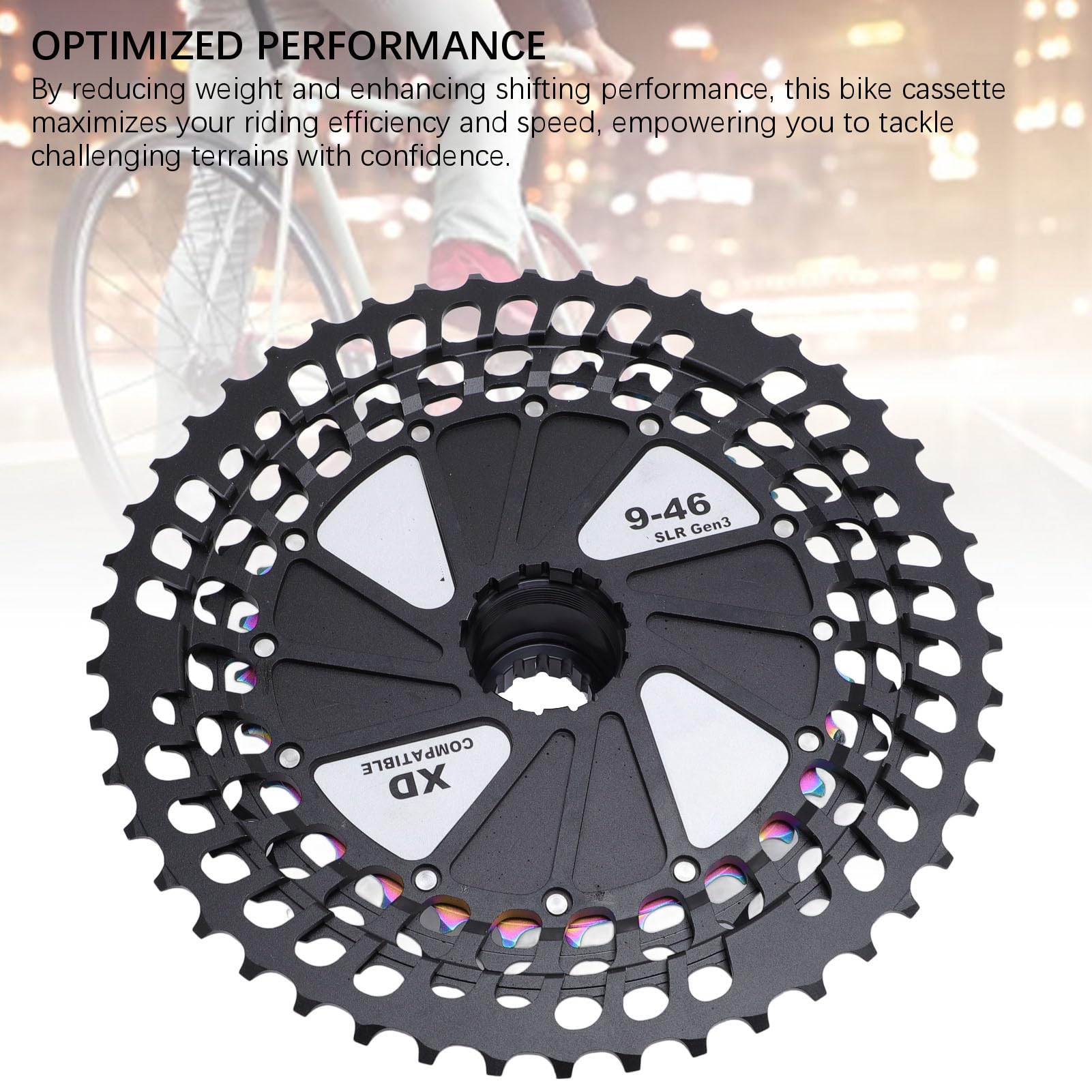 Drfeify Caseta de Bicicleta de 12 Velocidades, Aleación de Aluminio CNC Hollow Climbing Gear 9-46 Cassette de Bicicleta Rococal