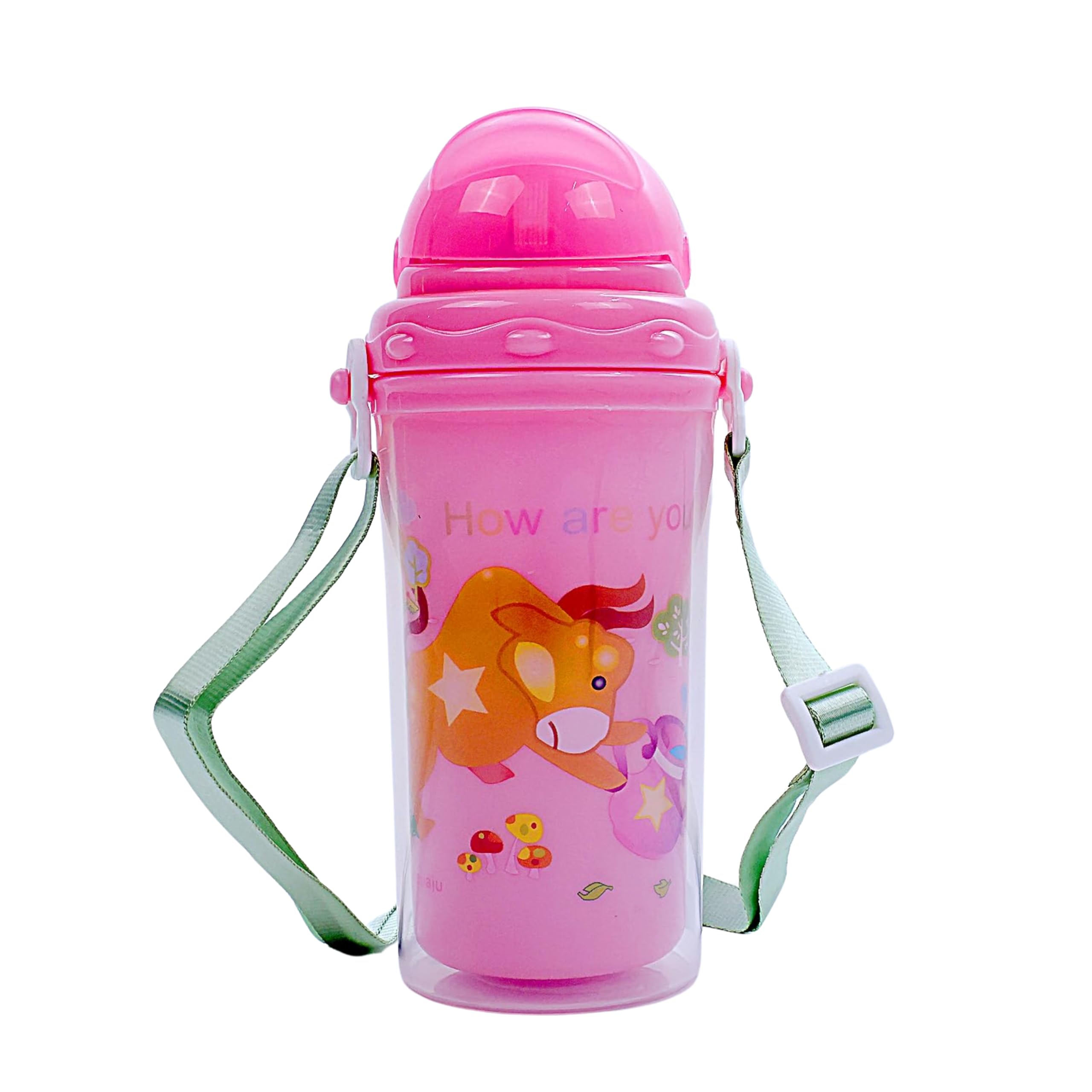 THE LITTLE BUNNY HOP IN STYLE Baby Sipper Bottle with Adjustable Strap & Soft Silicone Straw - 350 ml | Anti Spill Sippy Cups for Newborns, Toddlers & Kids of 4+ Months | BPA Free & Non Toxic (Pink)-image-30