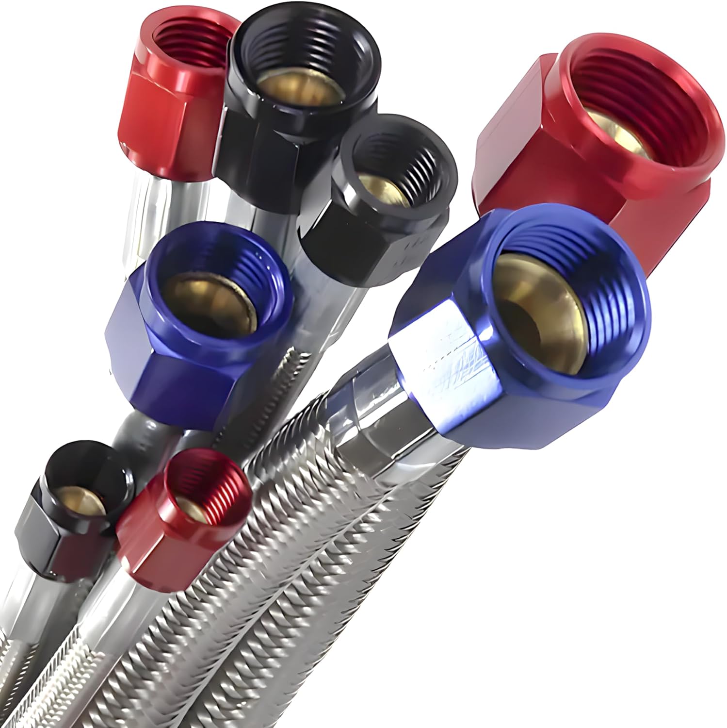 Nitrous Outlet 12" 6AN Stainless Braided Hose (Blue Fittings)