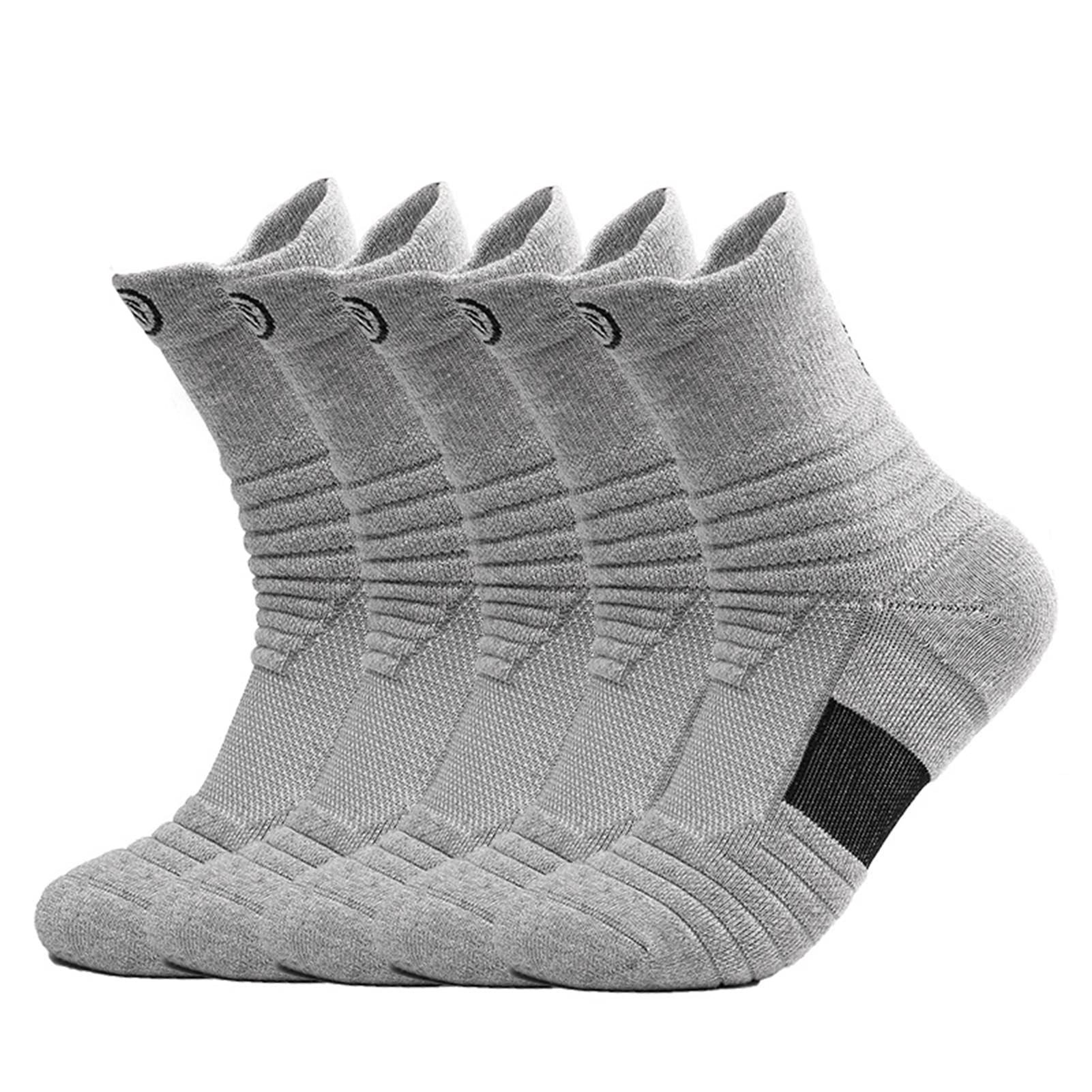 Chaussettes en coton pour hommes lot de 5 paires épaisses grises taille unique