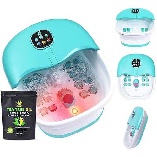 Masajeador de baño de spa para pies con burbujas de calor y masaje de vibración y chorros aceite de árbol de té de 16 onzas con sal de Epsom cubo de disponible en Yaxa Guatemala