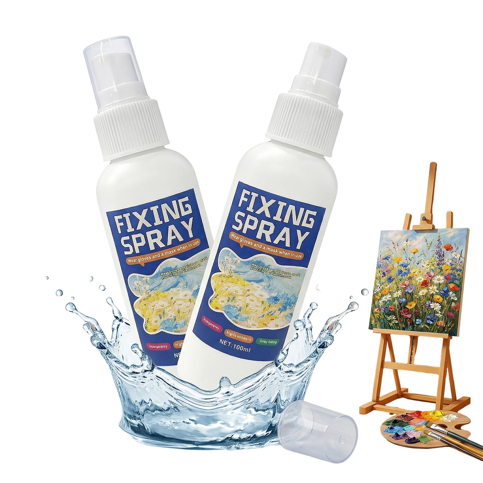Ninnyi 2Pcs Fixative Spray, 100Ml Drawings Fast Acting Film Color Fixing Shaping for Art Pencil Charcoal and Pastel