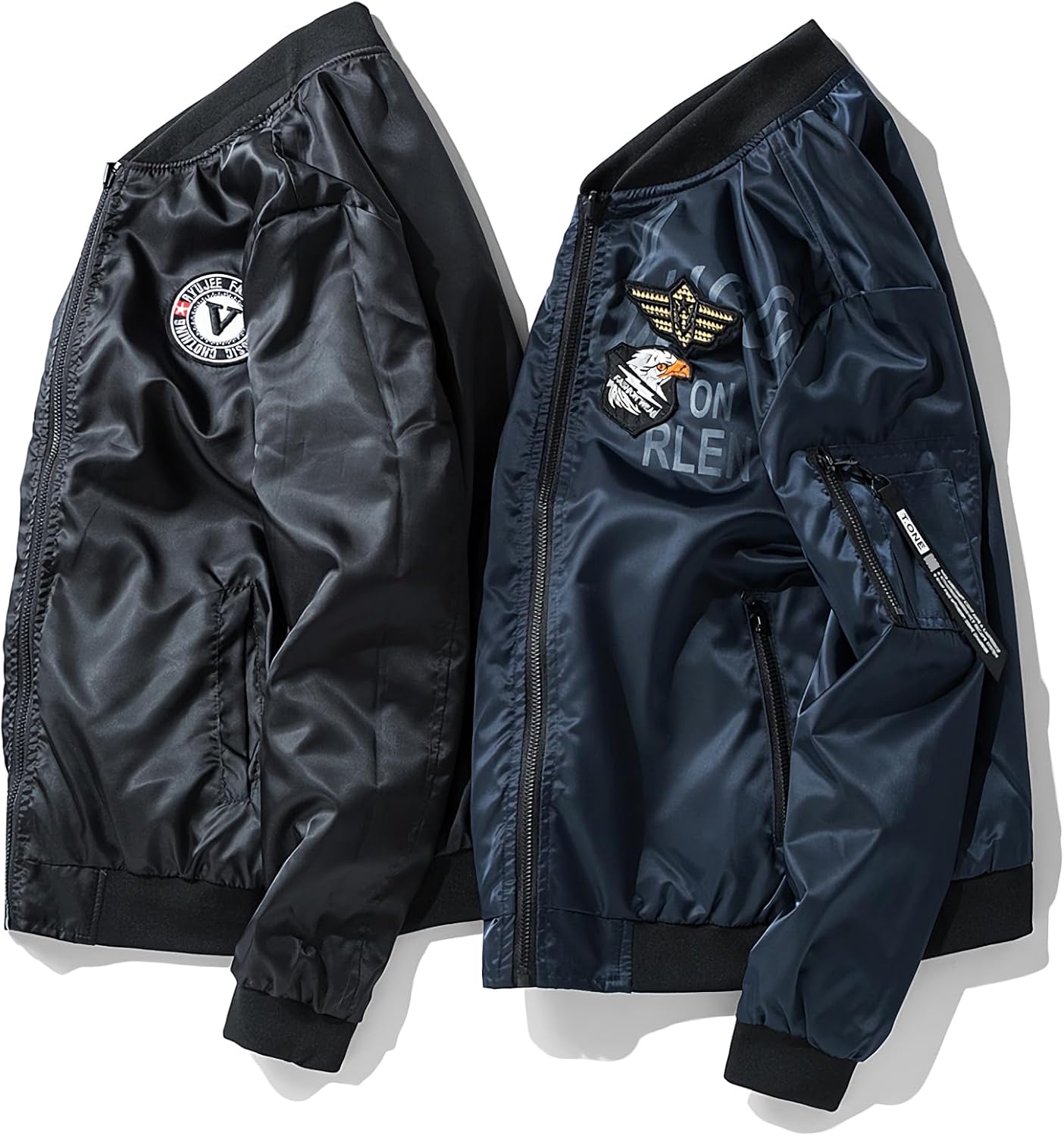 Men's Bomber Jacket Double Sided Coat Lightweight Casual Spring Fall Windbreaker Softshell
