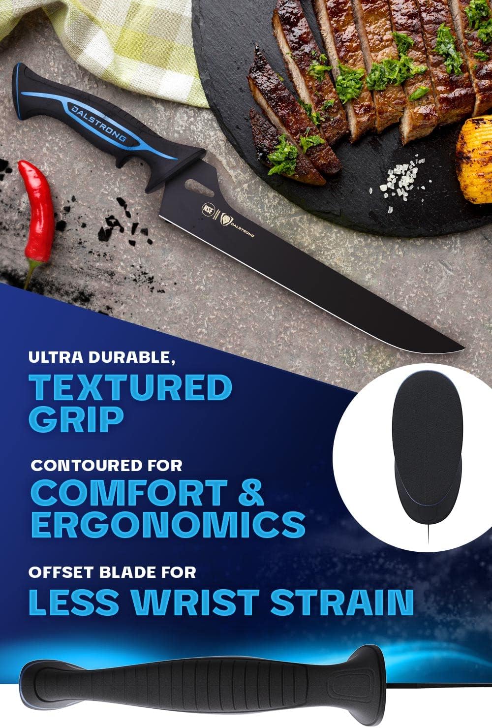 Dalstrong Slicing & Carving Fillet Knife - 10 inch - Night Shark Series-7CR17MOV High Carbon Steel-Titanium Coated-Fillet Knife for Fish & Meat Slicer - Polypropylene Handle - Sheath- NSF Certified