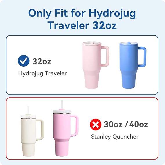 32 oz Replacement Lid for HydroJug Traveler Only, Replacement Tumbler Lid Compatible with HydroJug Traveler 32 oz, Tritan Cover with Slider for Commutes, Home, and Office Use(2 Pack)
