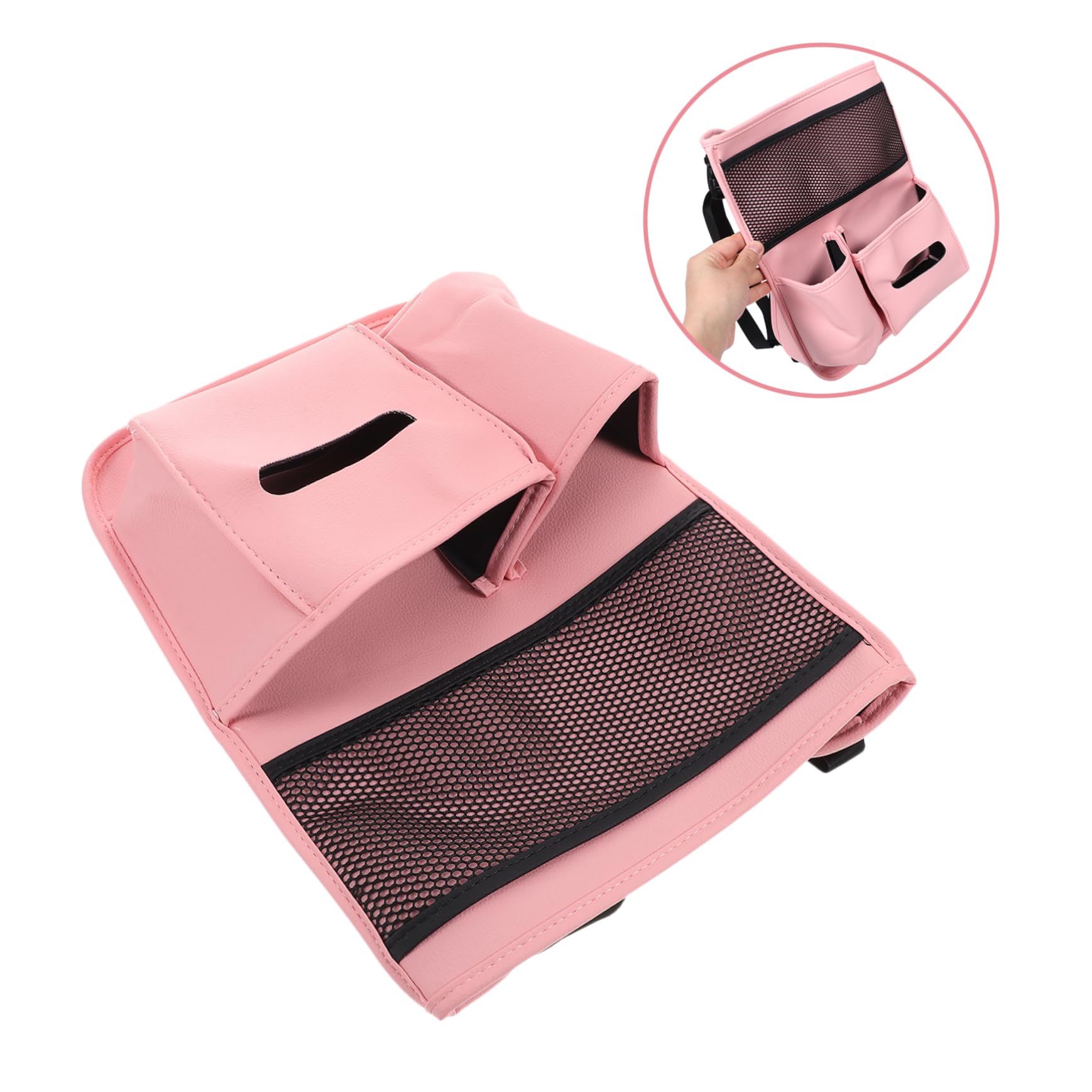 Cabilock Bolsa Organizadora para Coche de Pu Rosa, Asiento Interior | Diseño Multifuncional, Almacenamiento Fiable, Formato Colgante para Respaldo y Reposabrazos