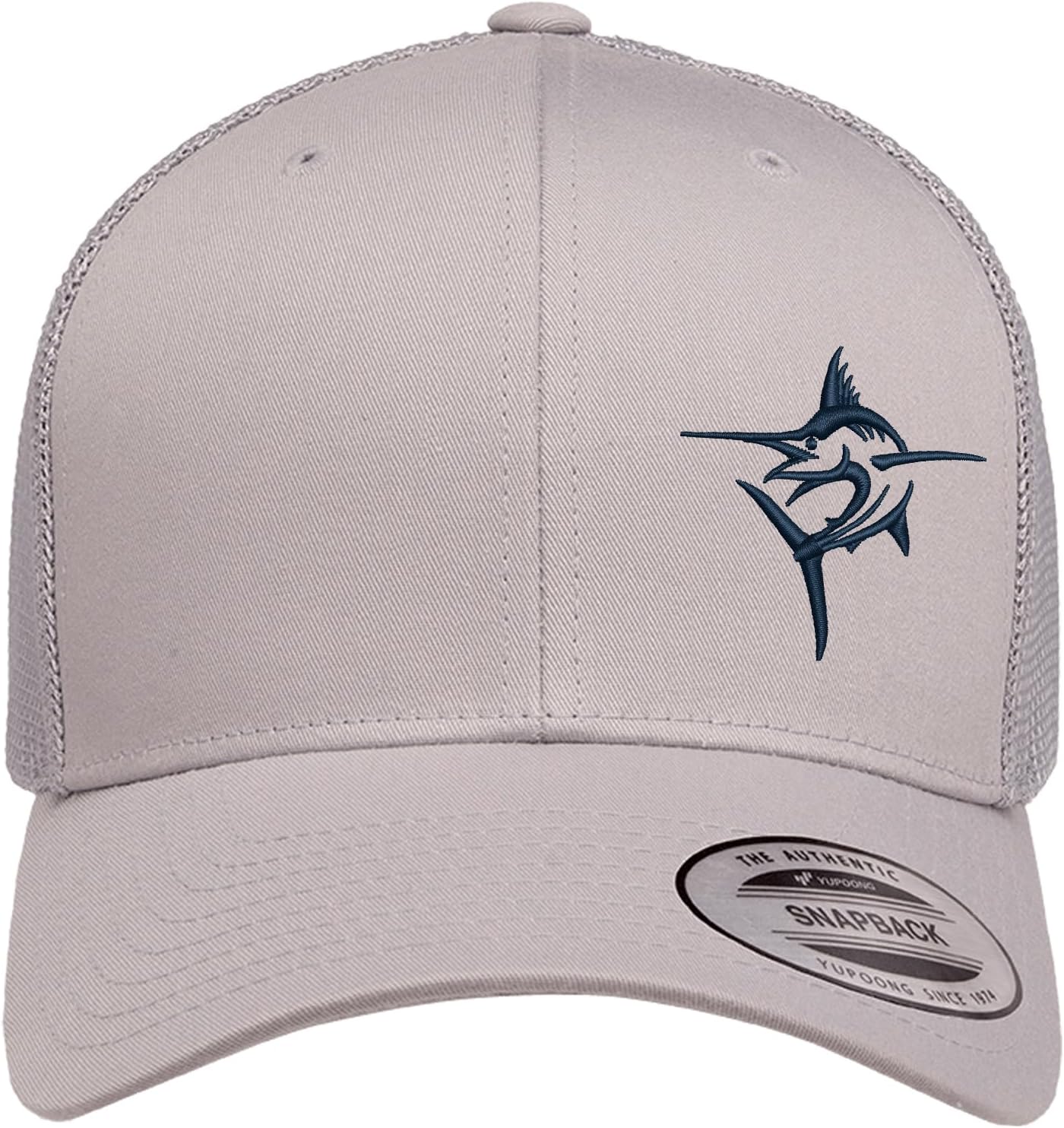 Embroidered Swordfish Trucker Hat for Men & Women – Adjustable Mesh Back Snapback Baseball Cap for Fishing