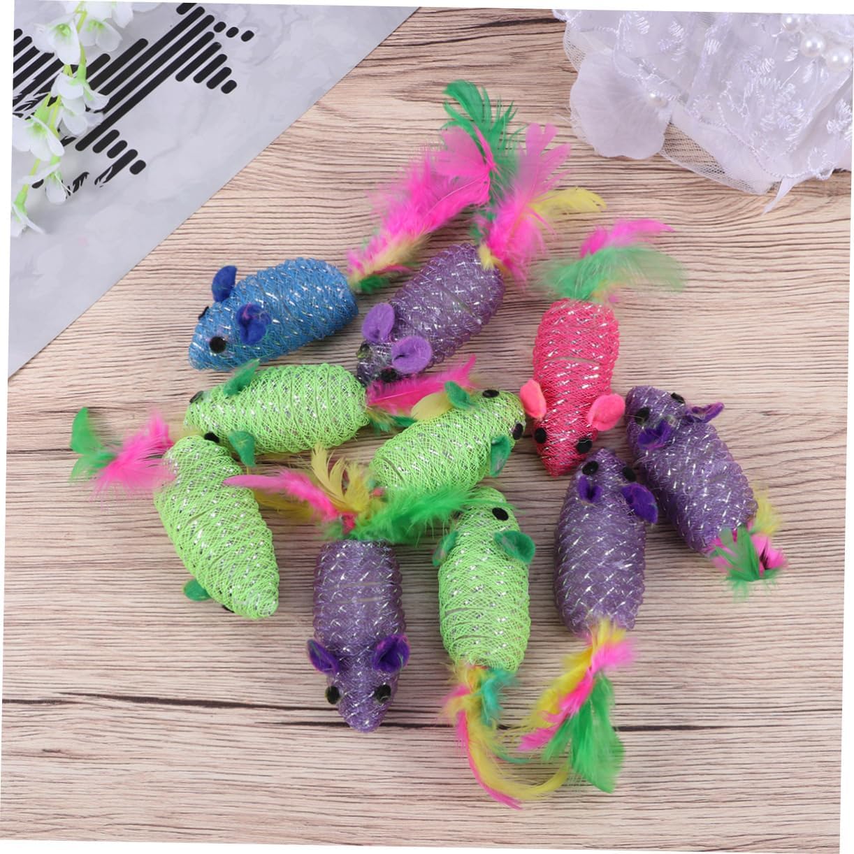 10pcs Cat Mouse Toy Tails Lifelike and Fun Pet Supplies for Playful Cats Random Colors for Engaging Indoor Activities