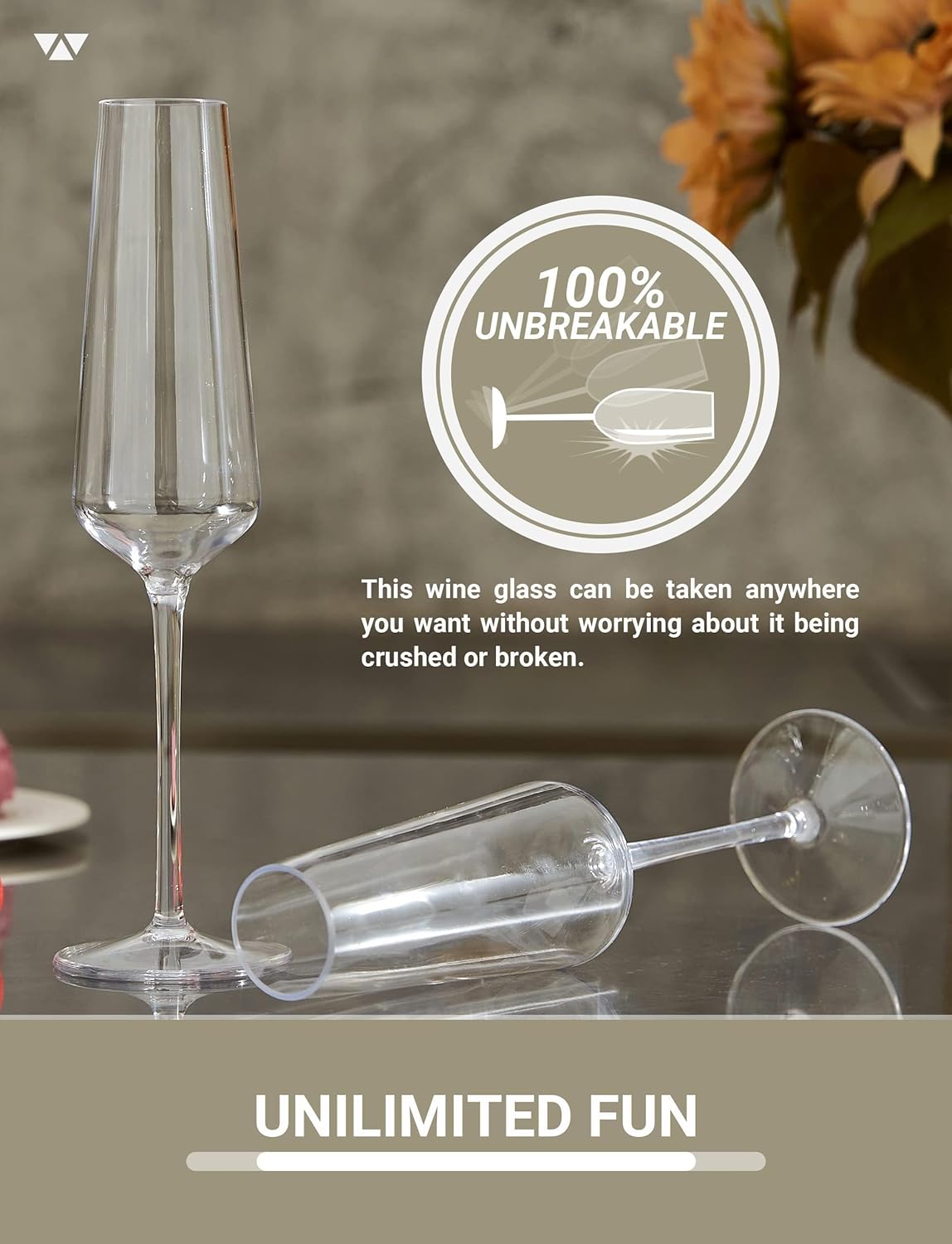 MICHLEY Champagne Flutes Glasses Set of 2, 7.5 oz Unbreakable Tritan Plastic Sparkling Wine Glass, Anniversary, Wedding Gifts - Image 4