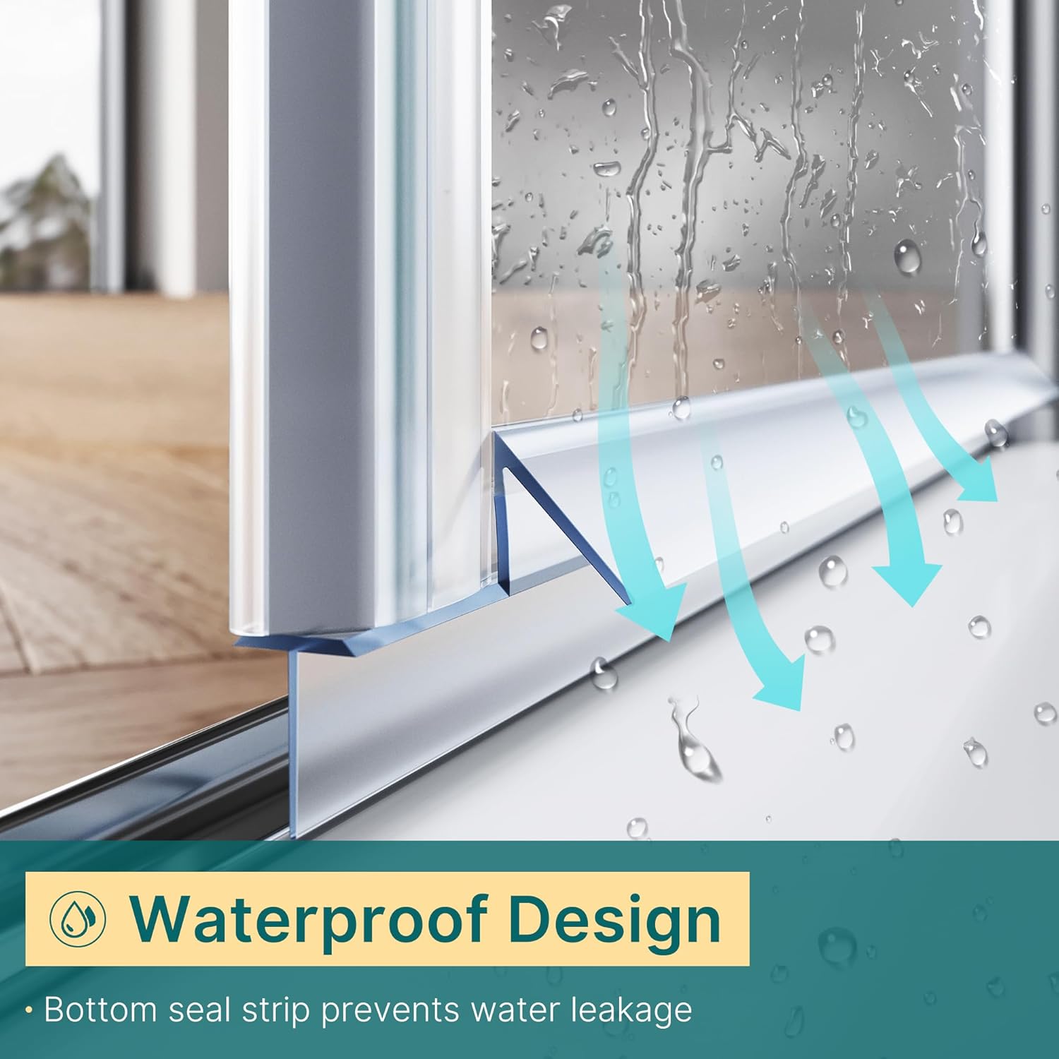 ELEGANT Double Pivot Shower Door 34" W x 75" H, Semi-Frameless Shower Door, 1/4" Tempered Glass, Chrome Finish Shower Glass Door