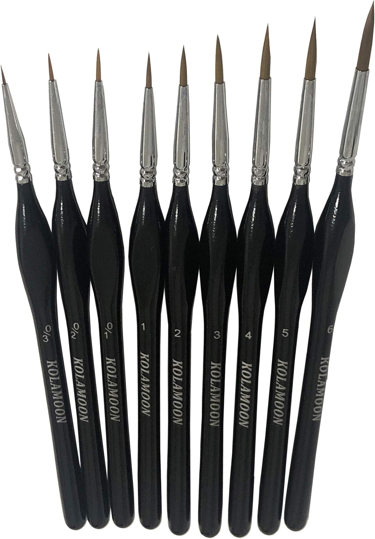 KOLAMOON 9 Pieces Fine Detail Paint Brushes Set Miniature Paint Brushes for Watercolor, Acrylic Painting, Oil painting, Model Painting (black)