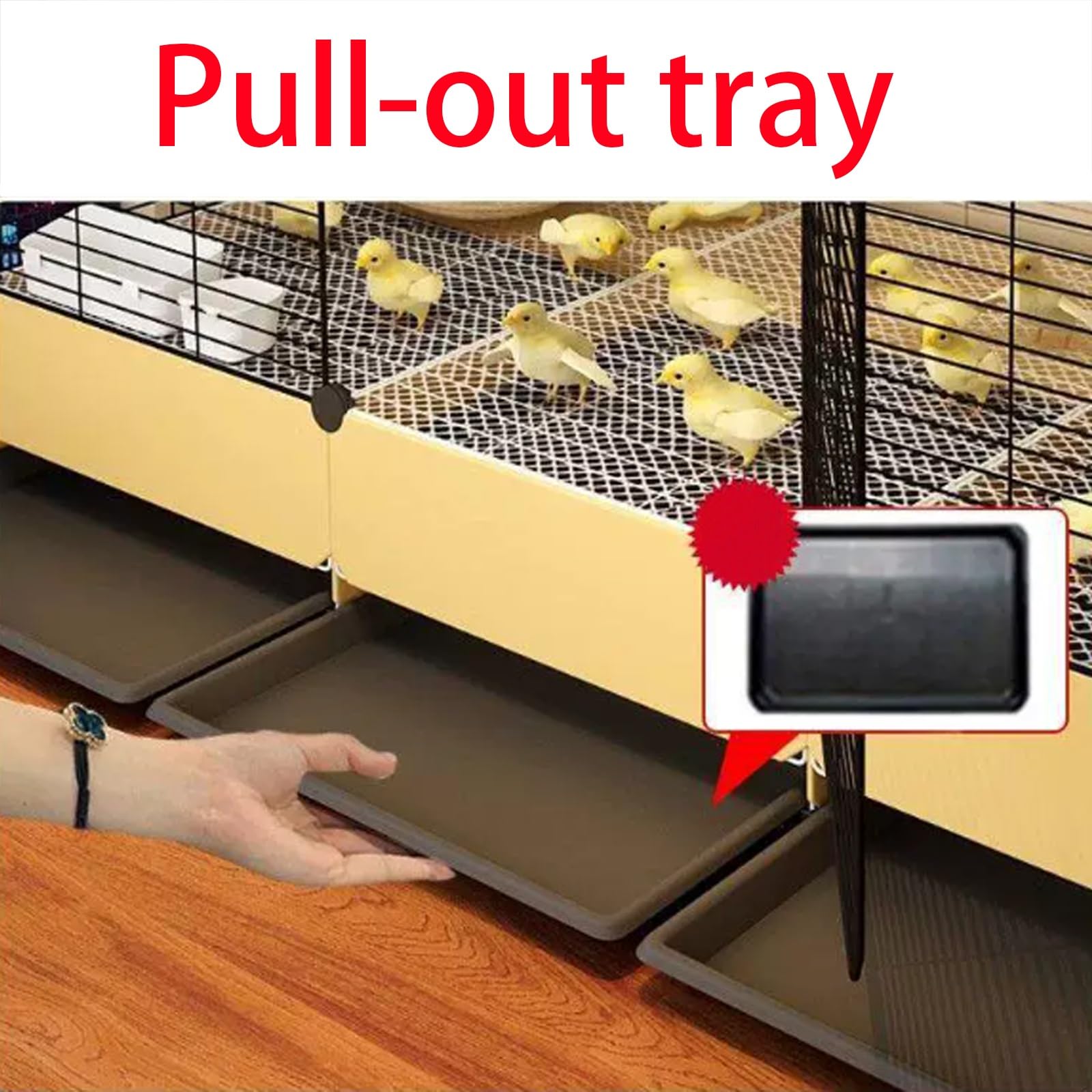 Jaula para Gallinas con Bandeja Extraíble Gallinero Corral Interior para Cría De Aves Fácil De Limpiar para Pollitos Patitos Conejos Aves De Corral También Se Puede Utilizar(Yellow,70x35x52cm)